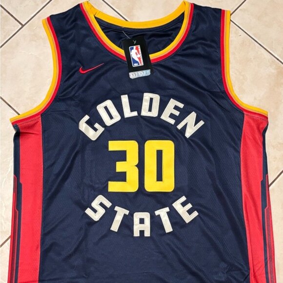 Golden State Warriors Stephen Curry # 30 Jersey Blue/Yellow , Unisex - Picture 4 of 12